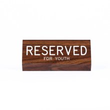 Sign Engraved Pew Reserved For Youth Walnut 3x6