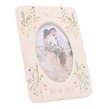 Love Story Ceramic Photo Frame 4" x 6" Floral - Mr & Mrs