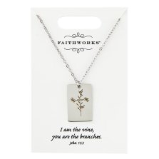 Necklace-Rectangle-I Am The Vine...-Silver Plated (John 15:5) (15" w/ 2" Extender)