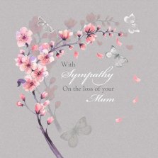 Falling Blossom Mum Sympathy Single Card