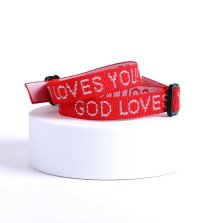 God Loves You Red Woven Bracelet - Pack of 25