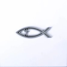 Silver Fish Cross Car Emblem - Pack of 6