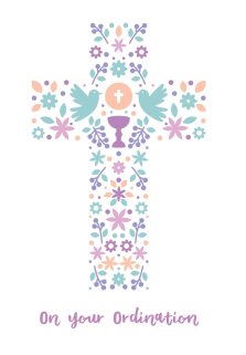 On Your Ordination - Flower Cross Std Card Gloss (6 Pack)