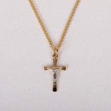 18" Two Toned Gold Over Sterling Crucifix Necklace