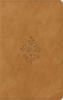 ESV Large Print Personal Size Bible, Red Letter, Thumb Indexed (TruTone, Nubuck Caramel, Wildflower Design)