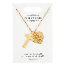 Necklace-Trust In The Lord...-Gold Plated (Prov. 3:5-6) (15" w/ 2" Extender)