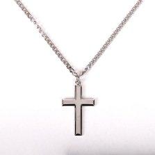 24" Sterling Silver Rhodium Plated Cross Necklace