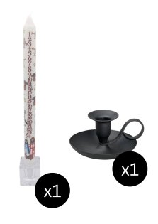 29.5cm Advent Candle: Nativity & Black Classic Candle Holder H 5 cm
