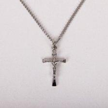 18" Sterling Silver Inscription Crucifix Necklace