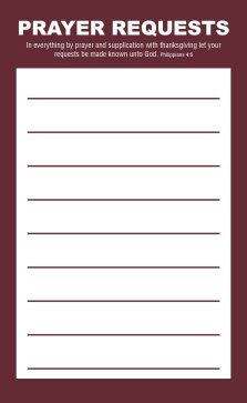Prayer Request Card - Burgundy (Package of 50)
