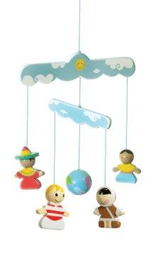 Hand-Painted 3D Wooden Mobile: Children Of The World (Blue) (Ref: 195)