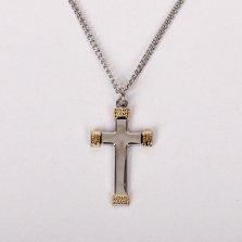 18" Sterling Silver Cross Necklace with Gold-Tone Tips