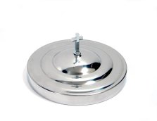 Communion Bread Plate Cover 6 5/8" x 3/4" - Silver Finish With Elegant Cross Topper