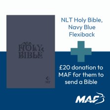 NLT Holy Bible, Navy Blue Flexiback and MAF Bible Donation