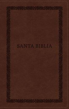 RVR60, Santa Biblia, Tierra Santa, Letra grande, Leathersoft, Café, con Cierre, Palabras de Jesús en Rojo, Comfort Print