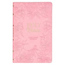 KJV Holy Bible, Gift Edition King James Version, Faux Leather Flexible Cover, Light Pink Floral