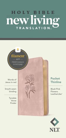 NLT Pocket Thinline Bible, Filament Enabled (LeatherLike, Blush Pink Flowers, Red Letter)