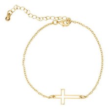 Bracelet-Cutout Cross-Gold Plated (7" Adjustable)