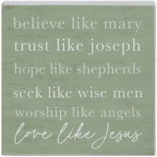 Mini Christmas Sign Square: Believe/Mary