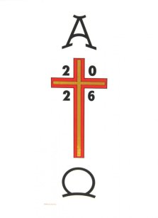 2026 Paschal Transfer - Alpha & Omega with Cross - Single