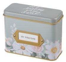 He Restores My Soul Green Floral Garden Prayer Cards in a Tin - Psalm 23:3