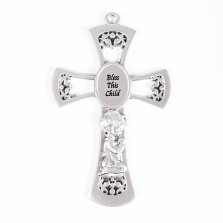 6" Baby Boy Pewter Wall Cross
