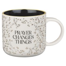 Mug White and Black Prayer Changes Things