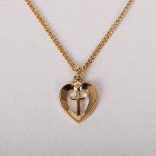 18" Gold Over Sterling Heart & Cross Necklace