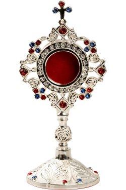 Silver Plated Reliquary with Stones H 20 cm