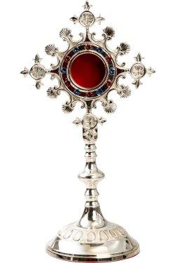 Silver Plated Reliquary with Stones H 25 cm