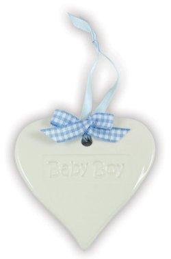 Baby Boy Ceramic Heart
