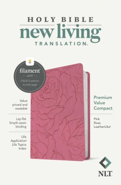NLT Premium Value Compact Bible, Filament Enabled (LeatherLike, Pink Rose)