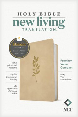 NLT Premium Value Compact Bible, Filament Enabled (LeatherLike, Ivory Vine)
