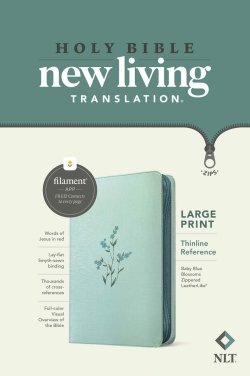 NLT Large Print Thinline Reference Zipper Bible, Filament Enabled (LeatherLike, Baby Blue Blossoms, Red Letter)