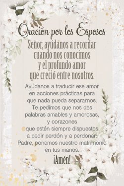 Spanish Plaque-Prayer For Couples (Oracion Por Los Esposos) (4 x 6)