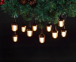 10 antique flame effect Lanterns 10 m cable inside or outsite, easy timer, 10m lead cable