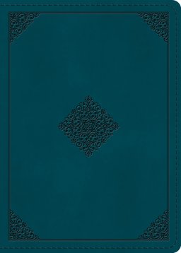 ESV Large Print Personal Size Bible, Red Letter (TruTone, Deep Teal, Ornament Design)