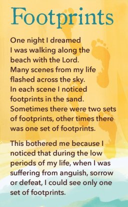 Prayer Card Footprints  (double sided) - Pack of 20