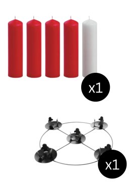 8" x 2" Red & White Advent Candles with 14" Frame