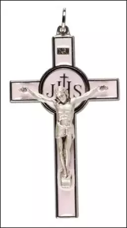 Metal/Pink Enamel Crucifix 3  inch