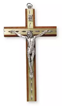 Mahogany Wood Crucifix 6 inch