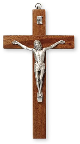 Mahogany Wood Crucifix 8 inch