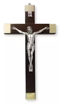 Walnut Wood Crucifix 8 inch