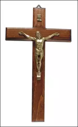Wood Crucifix 9 inch/Brass Corpus