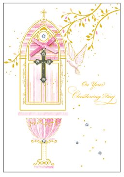 Girl's On Your Christening Day - Single Card