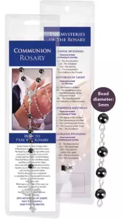 Communion Glass Imit. Hematite Rosary