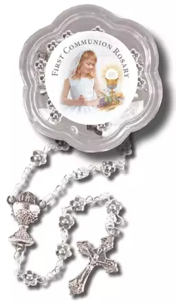 Metallised Silver Communion Rosary