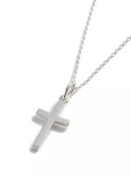 Sterling silver Solid Cross Pendant: Silver, Small