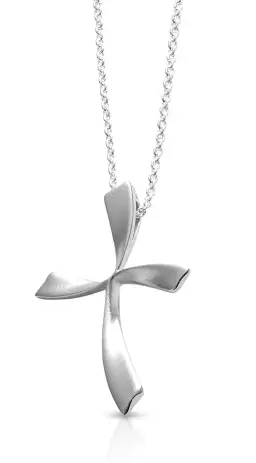 Fluted Silver Cross Pendant