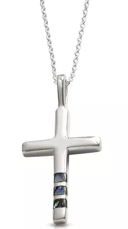 Silver Cross Inlaid with Pauashell Pendant